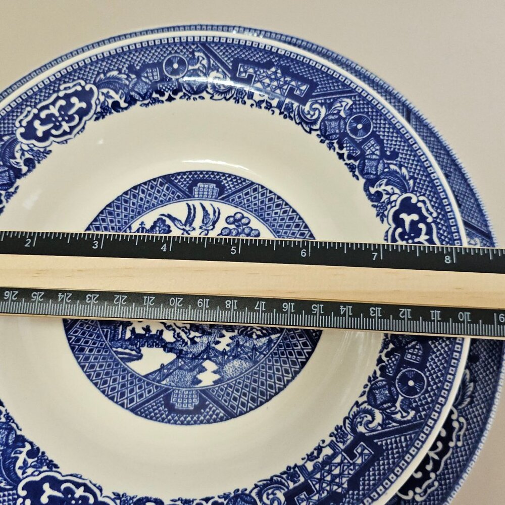 Royal USA Blue Willow Dinner Plates Salad Bowl lot Ironstone transferware Chinoi - Picture 6 of 13